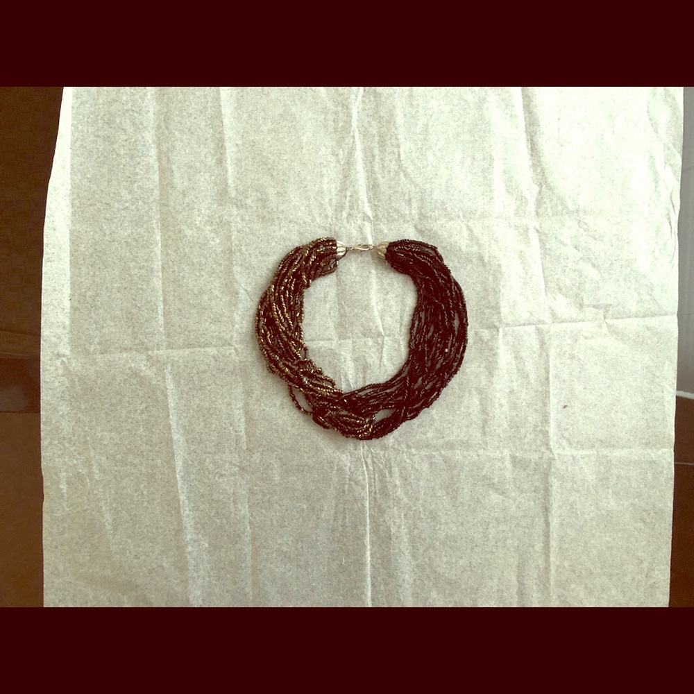 Vintage Black/Brown Costume Necklace